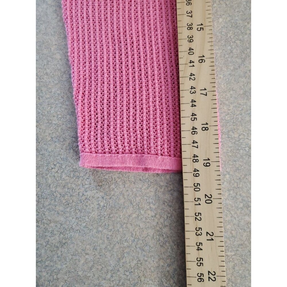Talbots Pink Cropped Open-Front Knit Cardigan size Small - Picture 11 of 12